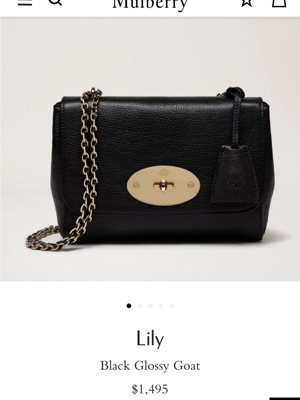 MULBERRY Lily Black Glossy Goat Black Leather 2 way bag - Picture 13 of 13